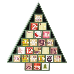 Plaid Decorative Tree Shaped Advent  Calendar for Christmas Gift