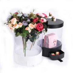 Στρογγυλό κουτί λουλουδιών με διαυγές PVC με συρτάρι