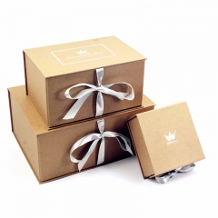 Kraft πτυσσόμενο προσαρμοσμένο χαρτί κουτί δώρου λογότυπο με κορδέλα