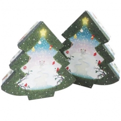 Χριστουγεννιάτικη διακόσμηση δέντρο χαρτόνι σε σχήμα κουτιά για παιδιά με λογότυπο