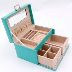 High quality leather suitcase box for jewelry/jewellery with mirror